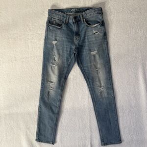 Old Navy Relaxed Slim E Destroy Distressed Built in Flex 32X34 Blue Jeans